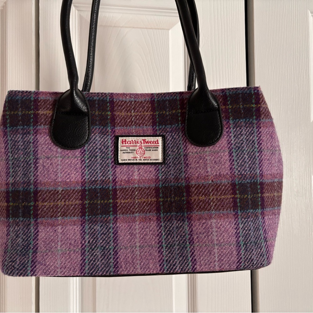 Harris Tweed Pink Checkered Women's Tote Bag